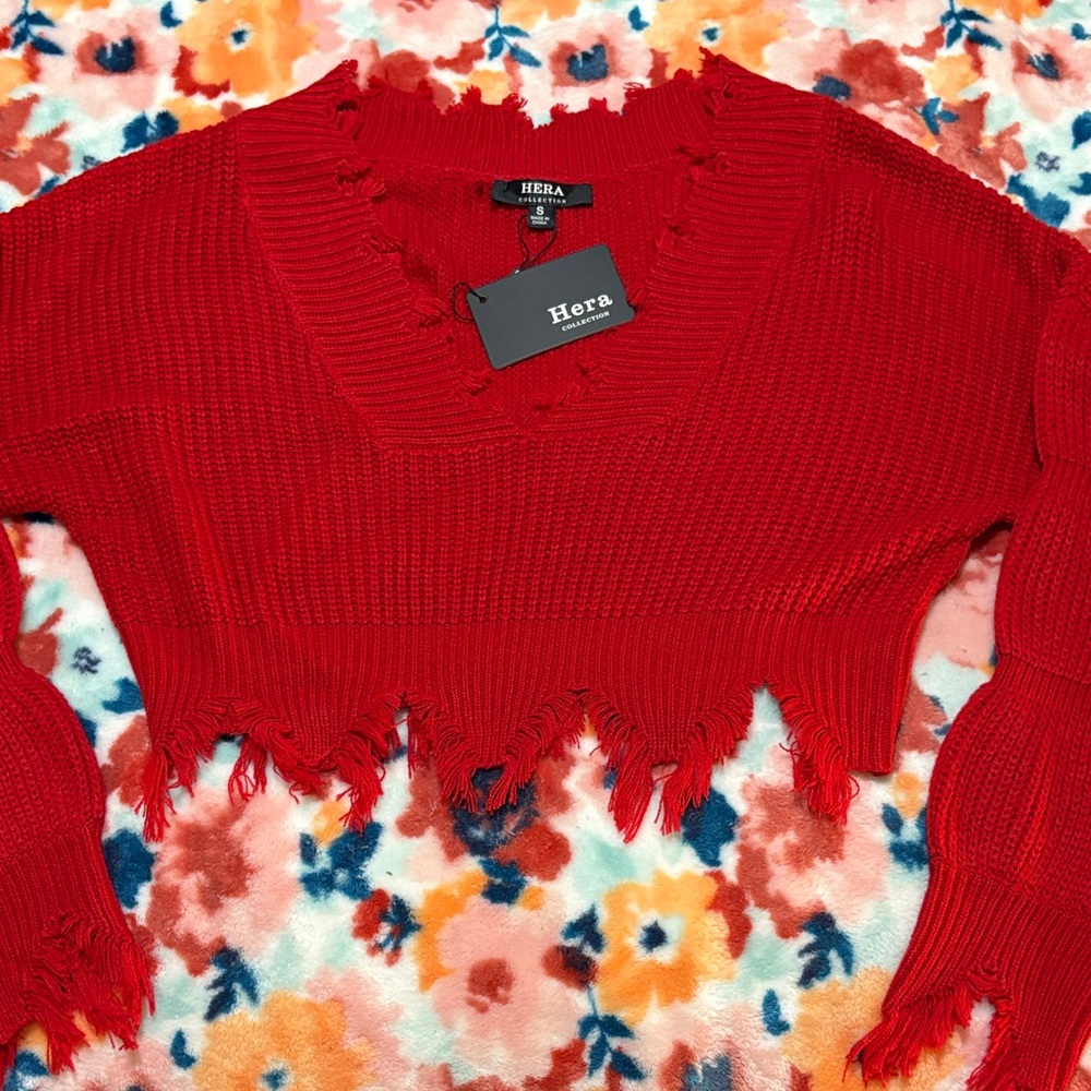 Hera Collection Vibrant Red V-Neck Sweater